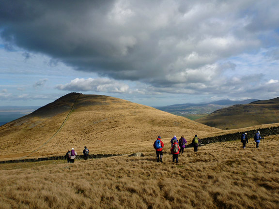 3.Gyrn Ddu, Gyrn Goch, Bwlch Mawr.
14/2/16.  Crossing over to Gyrn Goch.
Keywords: Feb16 Sunday Ian Spencer