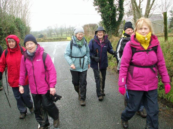 4.Llangybi
21/1/16. While walking on the tarmac everything is fine. Photo: Dafydd H Williams.
Keywords: Jan16 Thursday Kath Mair