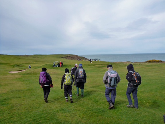 3.Nefyn to Penllech Linear Coastal
10/4/16.  We inconspiciously walk across the Nefyn golf links.
Keywords: Apr16 Sunday Ian Spencer