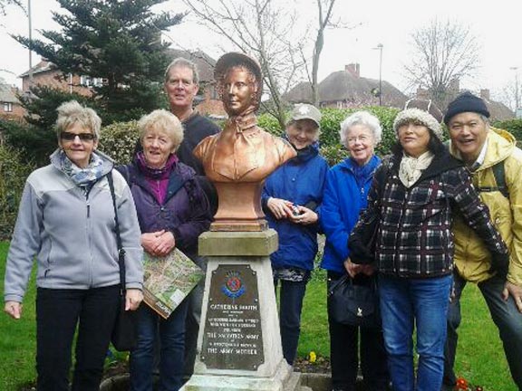 35.Holiday 2016 - The Peak District
5/4/16. A bit of sight seeing in Ashbourne. A visit to Catherine Booth' bust in Ashbourne park. She was the wife of General William Booth and co-founder of the Salvation Army. She was born in 1829. Photo: Judith Thomas.
Keywords: Apr16 Week Ian Spencer