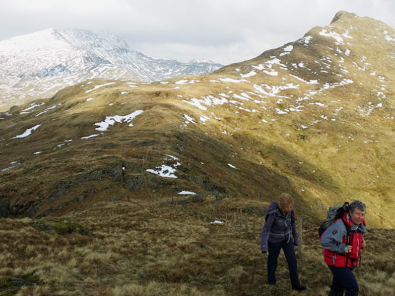 6.Yr Aran & Beddgelert Forest
13/3/16. Looking back at yr Aran with Snowdon in the background. Photo: Roy Milner.
Keywords: Mar16 Sunday Noel Davey