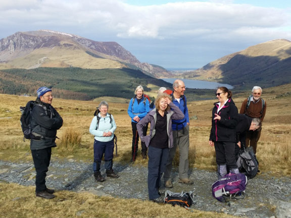 1.Yr Aran & Beddgelert Forest
13/3/16. ten of us starting out of the Rhyd Ddu path. Photo: Roy Milner.
Keywords: Mar16 Sunday Noel Davey