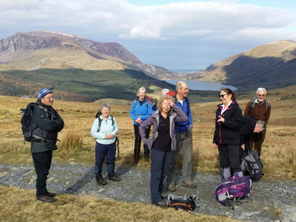 1.Yr Aran & Beddgelert Forest
13/3/16. ten of us starting out of the Rhyd Ddu path. Photo: Roy Milner.
Keywords: Mar16 Sunday Noel Davey