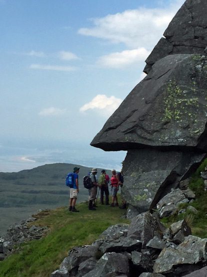 5.Moel Ysgyfarnogod & Foel Penolau
5/6/16. After lunch we  follow a miners' track NW towards Llyn Eiddew-bach. Photo: Heather Stanton.
Keywords: Jun16 Sunday Hugh Evans