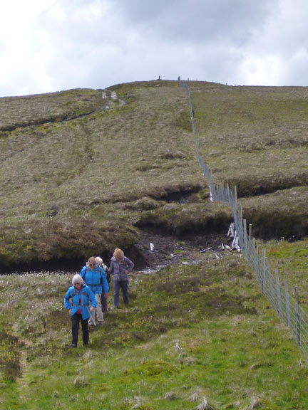 4.Cwm Hesgyn
21/5/17. The A group leaves Carnedd y Filiast and heads north to the top of the cwm.  We have a lot of heather ahead of us but will be finally rewarded with tea and carrot cake at Manon's White Water Cafe back at the National White Water Centre.
Keywords: May17 Sunday Hugh Evans