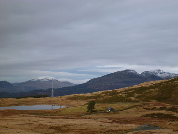 2.Foel Fawr, Graig Wen and gold mine
29/1/17. Looking back the way we have come. Llyn yr Oefel on the left and in the back ground on the left Moelwyn Fach & Moelwyn Fawr. On the left Moel Hebog.
Keywords: Jan17 Sunday Roy Milnes