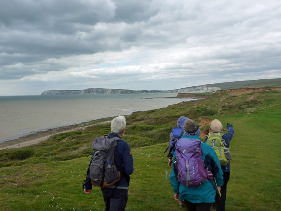 42.Isle of Wight Spring Holiday
5/5/17. The A walkers. Not far to go now. Freshwater Bay in the distance.  Photo: Hugh Evans.
Keywords: May17 Week Hugh Evans