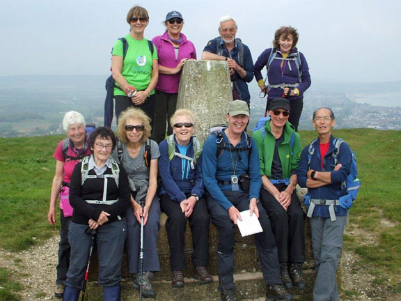 31.Isle of Wight Spring Holiday
4/5/17. Noel found this trig point at 764 feet on Shanklin Down. Naturally we had to have a photograph. Photo: Dafydd Williams.
Keywords: May17 Week Hugh Evans