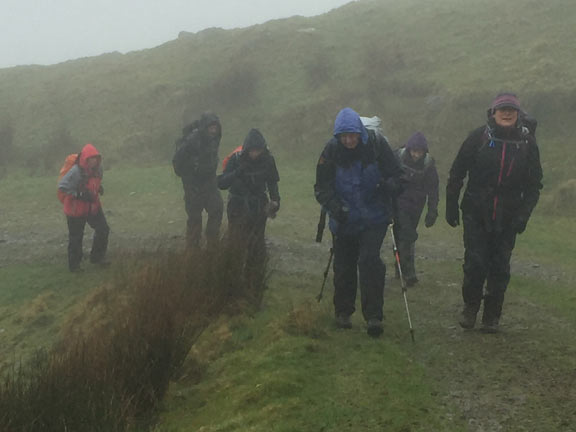 2.Moel Ddu
12/3/17. Well into the cloud after just under a mile. Close to Ynys Wen as we make our way up to Moel-ddu. Photo: Heather Stanton.
Keywords: Mar17 Sunday Tecwyn Williams