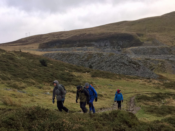 8.Moel Eilio
12/2/17.  Close to our car park and the end of the walk. It started snowing just as we were packing our stuff into the cars. Photo: Heather Stanton.
Keywords: Feb17 Sunday Heather Stanton