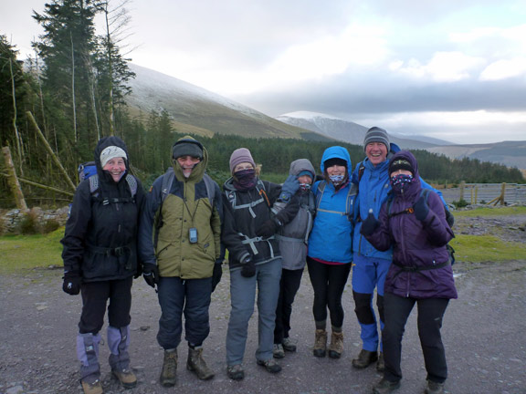 1.Moel Eilio
12/2/17.  Out of a warm car into a freezing gale at the car park near Bwlch-y-groes Quarry (disused).
Keywords: Feb17 Sunday Heather Stanton