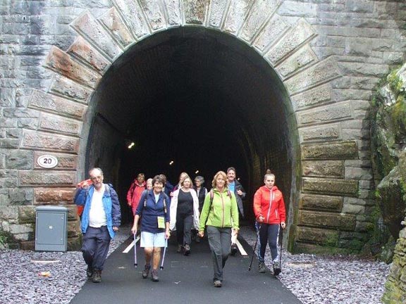 3.Moel y Ci
22/6/17. Exiting the newly opened tunnel part of the new cycle track. The tunnel was originally built for the quarry narrow gauge railway. Photo: Dafydd Williams.
Keywords: Jun17 Thursday Pat Housecroft Sue Tovey