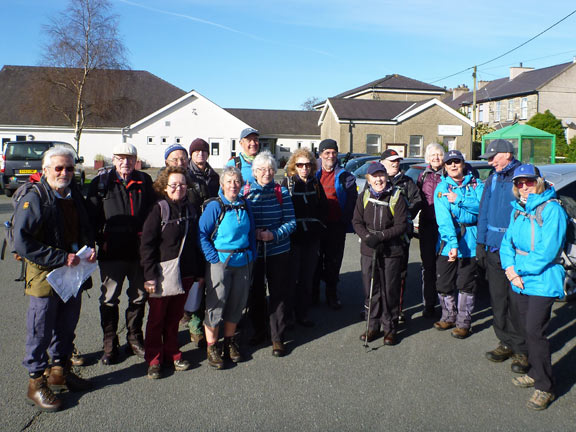 1.Mynydd Mawr.
26/3/17. Both groups starting off from the car park in Talysarn. It is beautifully sunny day. 
Keywords: Mar17 Sunday Noel Davey
