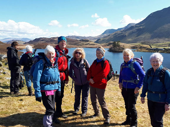 4.Arthog - Cregennen Lakes
25/3/18.   Lunch over for those who liked a more panoramic but cold windy view. Photo: Judith Thomas.
Keywords: Mar18 Sunday Nick White