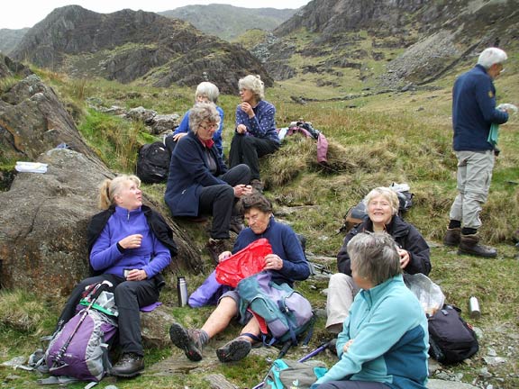 4.Bethania - Cwm Llan
10/5/18. Lunch next to the Gladstone Rock. Photo: Dafydd Williams.
Keywords: May18 Thursday Dafydd Williams