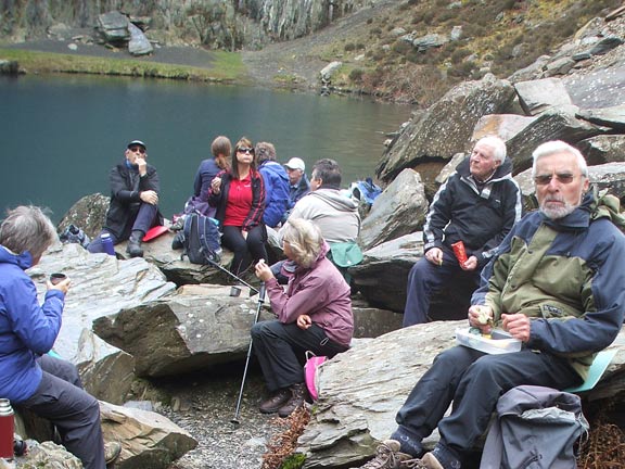 6.Fairbourne-Blue Lake
29/3/18. A relaxed lunch on the shores of the Blue lake.  Photo: Dafydd Williams.
Keywords: Mar18 Thursday Nick White