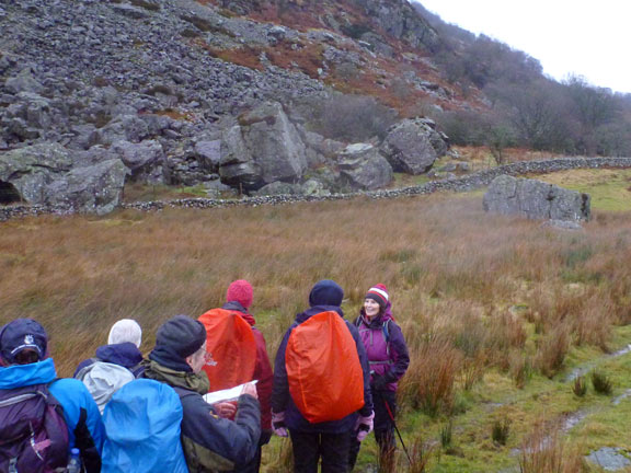 6.Llanuwchllyn
28/1/18. A rockfall of gigantic rocks which had detached from Creigiau Llwyn-gwern above.
Keywords: Jan18 Sunday Hugh Evans