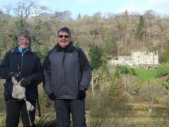 3.Maentwrog circular
15/2/18. A quick pose with Plas Tanybwlch in the background. Photo: Dafydd Williams.
Keywords: Feb18 Thursday Tecwyn Williams