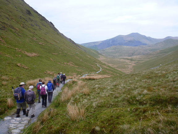 7.Moel Eilio
20/5/18. Descending north in Cwm Maesgwm. Elidir Fawr & Elidir Fach  in the background.
Keywords: May18 Sunday Dafydd Williams