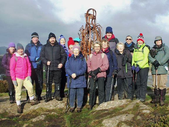 5. Mynytho & Llanbedrog
1/2/18. A quick pose in front of the Llanbedrog Head Iron Man. Photo: Dafydd Williams.
Keywords: Feb18 Thursday Jean Norton