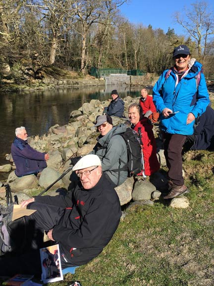 2.Snowdonia Slate Trail
25/2/18. Morning break alongside Afon Ogwen. Just south of the A55 near Felin Cochwillan. Photo: Meri Evans.
Keywords: Feb18 Sunday Noel Davey