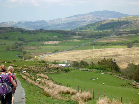 6.Dyfi Hills - Cross Foxes
6/5/18. Overlooking the A487 going towards Cross Foxes. The scene of the road accident. Y Foel being climbed by the B group is on the right, seemingly at the end of the road.
Keywords: May18 Sunday Hugh Evans