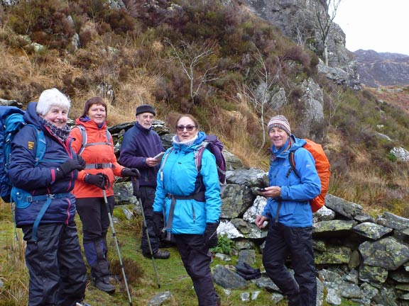 2.Llynnau Crafnant & Geirionydd ('A' Walk)
10/2/19. Our morning break spot, just before descending into Cwm Crafnant from the bwlch between Crimpiau and Clogwyn Manod.
