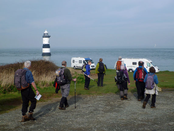 4.Llanddona to Beaumaris
24/2/19. Arrival at Penmon Point and the lighthouse at Trwyn Du. Puffin Island is just out of the picture on the right.
Keywords: Feb19 Sunday Gwynfor Jones