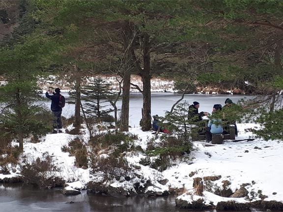5.Llyn Llywelyn, Beddgelert Forest.
31/1/19. Lunch. Photo: Judith Thomas.
Keywords: Jan19 Thursday Meri Evans