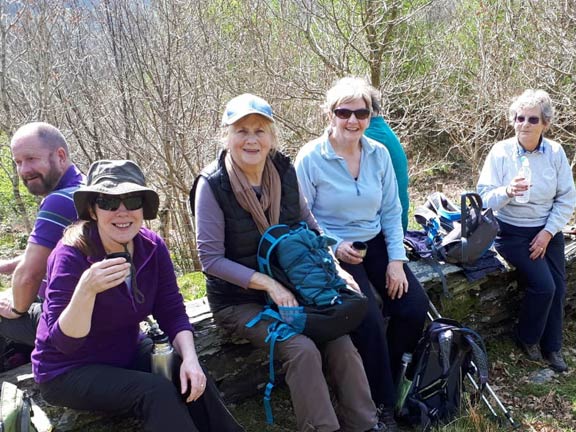 1.Penrhyndeudraeth to Maentwrog
11/4/19. Mid-morning break. Photo: Judith Thomas.
Keywords: Apr19 Thursday Jean Norton Annie Michael
