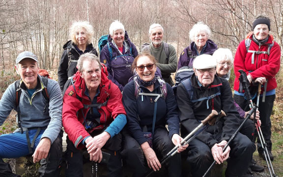 8.Beddgelert - Blaen Nanmor
23/2/20. A welcome sit down having reached the Llyn Dinas lake-side path to Beddgelert. Photo: Eryl Thomas.
Keywords: Feb20 Sunday Hugh Evans