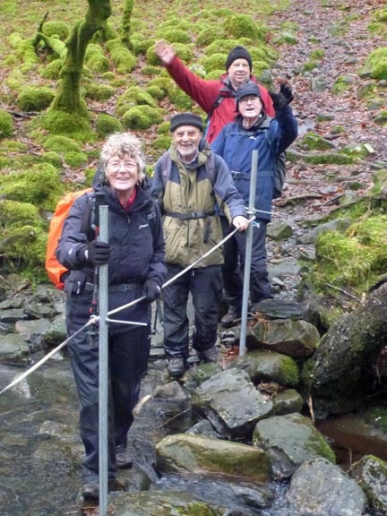 5.A stroll around the Trawsfynydd Hills
26/1/20. Into Coed Llennyrch and crossing a tributary of Afon Prysor in Ceunant Geifr (Goat Gorge). No one fell in.
Keywords: Jan20 Sunday Gwynfor Jones
