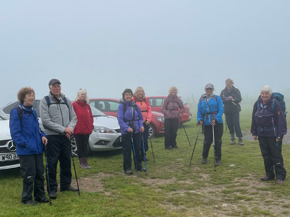 1.Porth Ysgo - Penarfynydd
10/6/21. In the car park before descending down to Porth Ysgo. Thanks to the mist, no lovely views. Photo: Noel Davey.
Keywords: Jun21 Thursday Judith Thomas