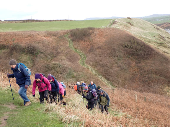 2.Aberdaron - Porth Oer
6/2/22.On the Wales Coast Path  Coming out of the deep gully containing Afon Saint. and turning south. The steps down to the river can be seen in the background.
Keywords: Feb22 Sunday Hugh Evans