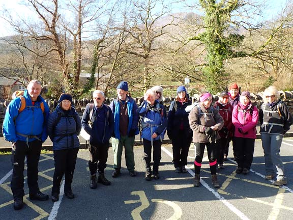 1.Beddgelert - Mynydd y Dyniewyd - Cwm Bychan - Glaslyn
27/02/22. The start of the walk at the Colwyn Banc Car Park, Beddgelert.
Keywords: Feb22 Sunday Annie Andrew