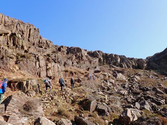 4.Beddgelert - Mynydd y Dyniewyd - Cwm Bychan - Glaslyn
27/02/22. Skirting Bwlch y Sygyn.
Keywords: Feb22 Sunday Annie Andrew