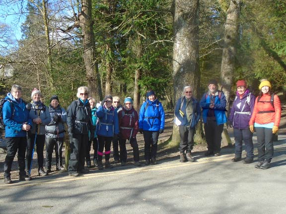 1.Betws and the Lakes
6/3/22. At the start of the walk  at the car park adjoining Pont y Pair Bridge, Betws y Coed. Photo: Dafydd Williams.
Keywords: Mar22 Sunday Gwynfor Jones