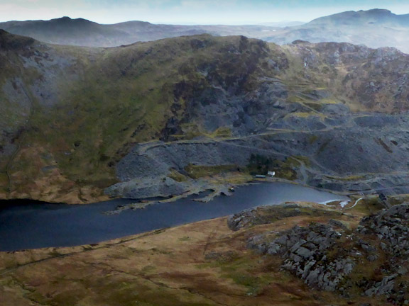 4.Tanygrisiau, Cwmorthin, Foel Ddu, Moel-yr-hydd, Stwlan.
13/3/22. Looking east down from the top of Foel Ddu on Llyn Cwmorthin and the buildings of the disused Cwmorthin Quarry. Photo: Gwynfor Jones.
Keywords: Mar22 Sunday Noel Davey