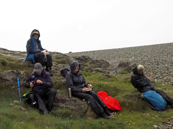 4.Llanddona - Beaumaris
22/05/22.  Lunch on the beach, in the drizzle at Trwyn Du. Photo: Dafydd Williams.
Keywords: May22 Sunday Gwynfor Jones