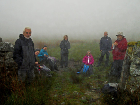 1. Around Moelfre
26/05/22. A welcome break on the shoulder of Moelfre in thick mist.. Photo: Dafydd Williams.
Keywords: May22 Thursday Dafydd Williams