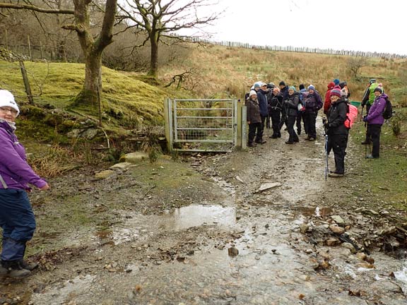 6.Talysarn-Fron-Nantlle.
17/3/22. We weren't told about this ford near Ty-nant-uchaf. The main part of the group makes sure that everybody is over safely.
Keywords: Mar22 Thursday Meri Evans