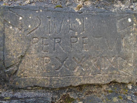 4.Llyn Trawsfynydd - Tomen y Mur
3/2/22. A stone tablet inscribed in Latin set in one of the walks in the area. Photo: Dafydd Williams.
Keywords: Feb22 Thursday Dafydd Williams
