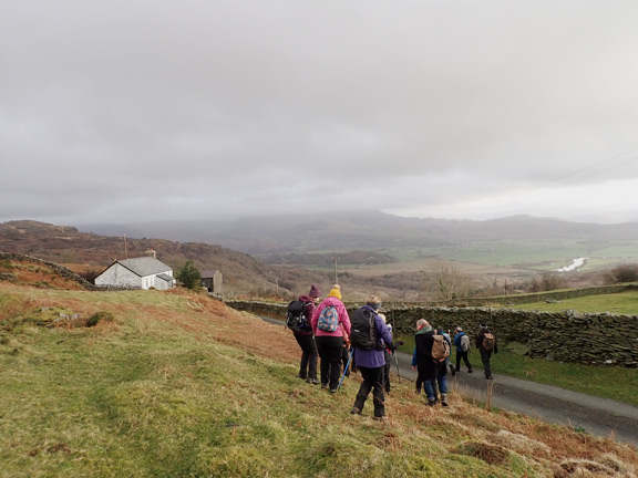 3.Uplands above Tremadog/Mynydd Gorllwyn/Aberdunant
30/01/22. Moving off after our coffee break near Capel Horeb. The cloud topped Moelwyn range in the distance to the east.
Keywords: Jan22 Sunday Noel Davey
