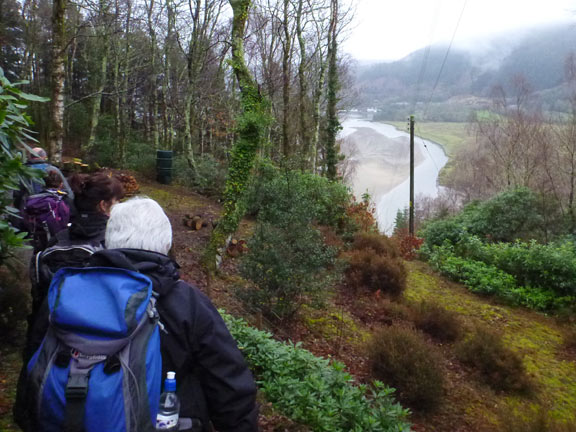 2.Cwm-mynach
Horrors. We seem to be going back down to the road. All that height lost. What would Alan say? The Afon Mawddach  can be seen on the right.
Keywords: Feb13 Sunday Nick White