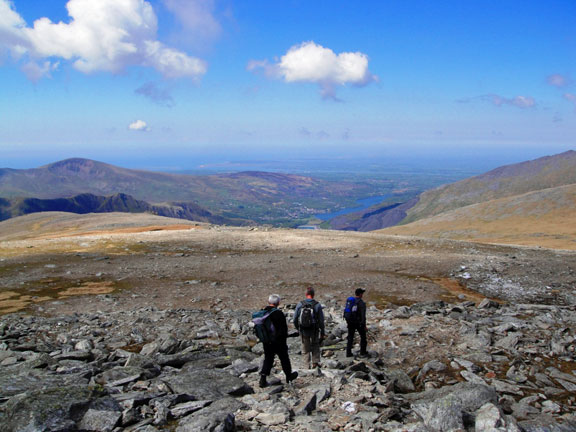 4.Nant Peris, Glyders, Y Garn, Foel Goch
26/05/13. On our way down from Glyder Fawr. We haven't reached the really steep bit yet. Photo: Roy Milnes.
Keywords: May13 Sunday Hugh Evans