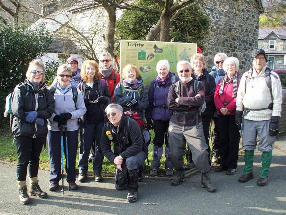 1.Llynau Crafnant, Glangors & Geirionydd.
03/03/13. Trefriw at the start. Photo: Dafydd Williams.
Keywords: Mar13 Sunday Ian Spencer