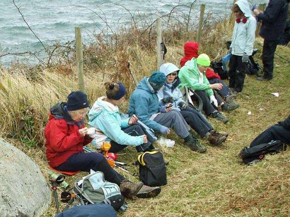 4.Coastal path: Machroes-Porth Neigwl
21/03/13. A very windy picnic spot but with good sea views. No need for extra salt. Photo: Dafydd Williams.
Keywords: Mar13 Thursday Paul Jenkins Gosia Israelowiz
