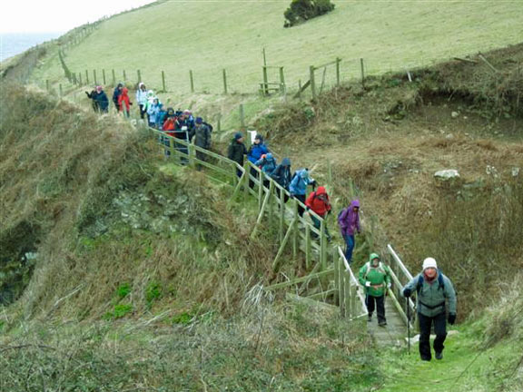 2.Coastal path: Machroes-Porth Neigwl
21/03/13. We break stepto cross the bridge. Photo: Tecwyn Williams.
Keywords: Mar13 Thursday Paul Jenkins Gosia Israelowiz