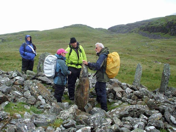 3.Rhinogydd circular
23/06/13. Bryn Cader Faner. Our lunch stop. Discussion taking place is about whether a live sacrifice is necessary. Our leader speaks persuasively. Photo: Dafydd Williams.
Keywords: June13 Sunday Dafydd Williams