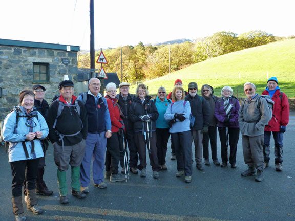 1.Coed-y-Brenin waterfalls
10/11/13. Ready for off. Outside the public conveniences at Ganllwyd.
Keywords: Nov13 Sunday Nick White